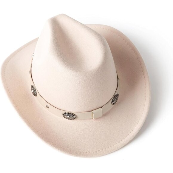 Western Cowboy Hat Women Men Felt Wide Brim Outdoor Accessories - Picture 3 of 8